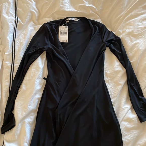MANGO - Black Wrap Dress - Size XXS NWT - Picture 1 of 3